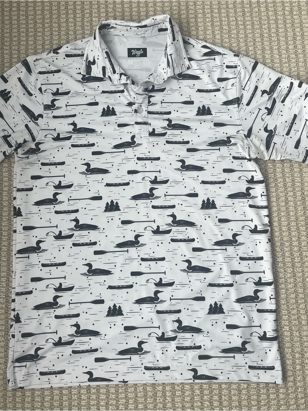 Waggle Golf Men's Loon Lake Performance Polo Shirt Size Medium